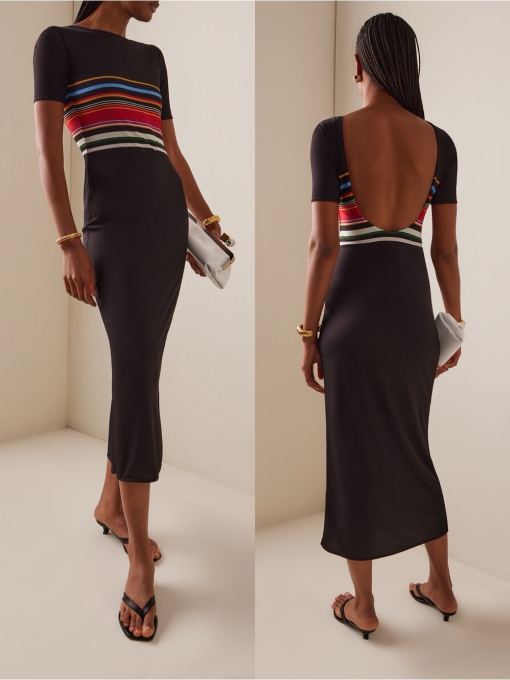 Cala De La Cruz | NWT Alessia Striped Jersey Maxi Dress Medium